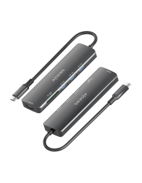 AISENS ASUC-6P024-GR base para portátil y replicador de puertos Alámbrico USB 3.2 Gen 1 (3.1 Gen 1) Type-C