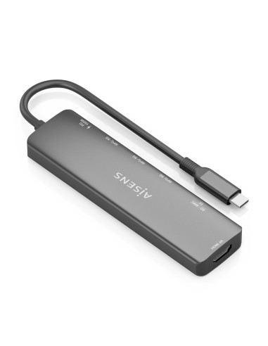 AISENS ASUC-7P025-GR base para portátil y replicador de puertos Alámbrico USB 3.2 Gen 1 (3.1 Gen 1) Type-C