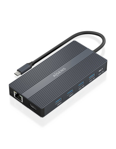 AISENS ASUC-12P017-GR base para portátil y replicador de puertos Alámbrico USB 3.2 Gen 1 (3.1 Gen 1) Type-C