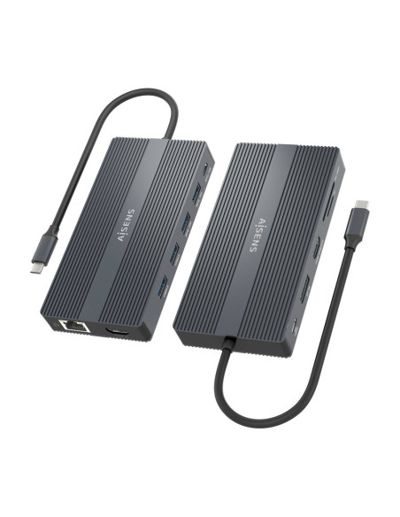 AISENS ASUC-12P017-GR base para portátil y replicador de puertos Alámbrico USB 3.2 Gen 1 (3.1 Gen 1) Type-C