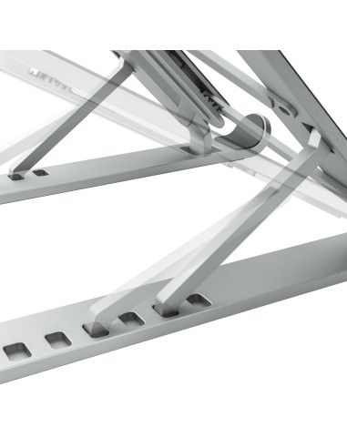 AISENS Soporte De Sobremesa Ajustable Para Portatil / Tablet, Plata