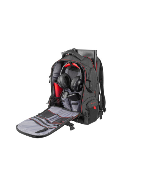 GENESIS Pallad 550 43,9 cm (17.3") Mochila Negro, Rojo