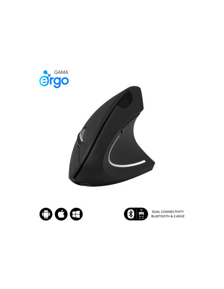 SUBBLIM RATON OPTICO DUAL GLIDE VERTICAL ERGO DUAL BATERIA NEGRO ratón Universal mano derecha Bluetooth + USB Type-A Óptico 1600