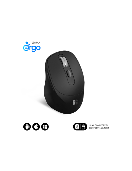 SUBBLIM RATON OPTICO DUAL COMFORT ERGO DUAL BATERIA NEGRO ratón Universal mano derecha Bluetooth + USB Type-A Óptico 2400 DPI