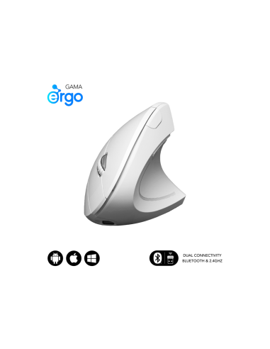 SUBBLIM RATON OPTICO DUAL GLIDE VERTICAL ERGO DUAL BATERIA BLANCO ratón Universal mano derecha Bluetooth + USB Type-A Óptico 160