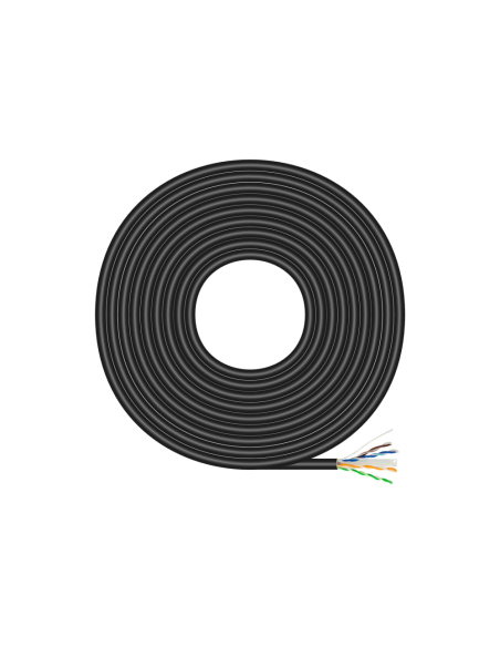 AISENS Cable de Red Exterior Impermeable RJ45 Cat.6 UTP Rígido CCA AWG23, Negro, 100M
