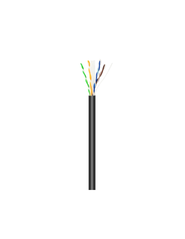 AISENS Cable de Red Exterior Impermeable RJ45 Cat.6 UTP Rígido CCA AWG23, Negro, 100M