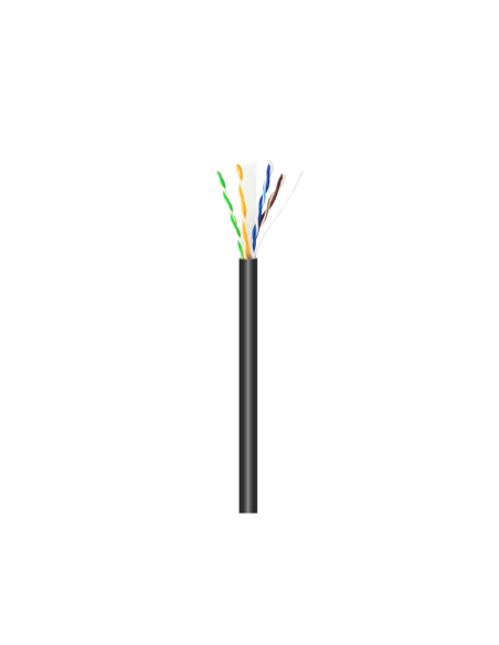 AISENS Cable de Red Exterior Impermeable RJ45 Cat.6 UTP Rígido CCA AWG23, Negro, 100M