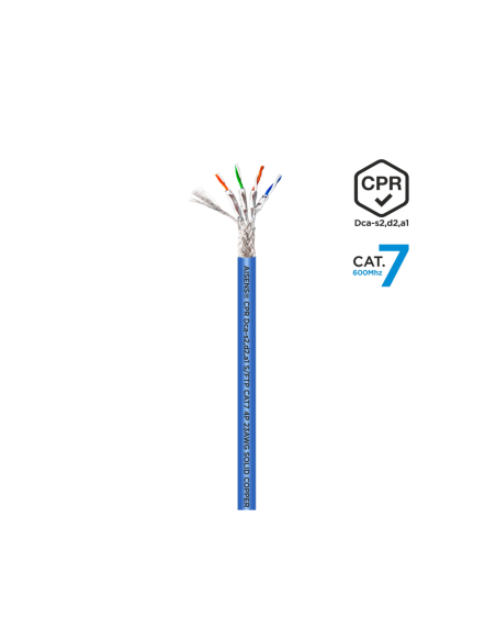 AISENS Cable de Red RJ45 LSZH CPR Dca CAT.7 600 MHZ S/FTP AWG23, Azul, 100 m