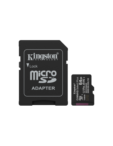 Kingston Technology 64GB microSDXC Canvas Select Plus Gen3 100MB/s A1 (Incluye adaptador de SD)