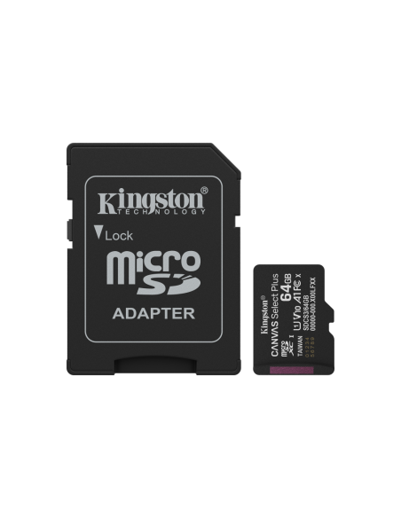 Kingston Technology 64GB microSDXC Canvas Select Plus Gen3 100MB/s A1 (Incluye adaptador de SD)