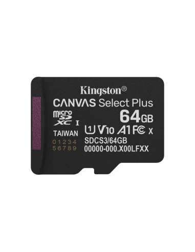 Kingston Technology 64GB microSDXC Canvas Select Plus Gen3 100MB/s A1 (Incluye adaptador de SD)