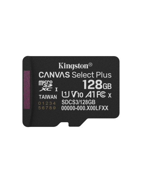 Kingston Technology 128GB microSDXC Canvas Select Plus Gen3 150MB/s A1 (Incluye adaptador de SD)