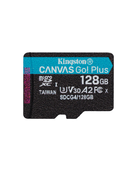 Kingston Technology Tarjeta microSDXC Canvas Go Plus Gen4 de 128 GB, 200 MB/s, A2 U3 V30 y adaptador