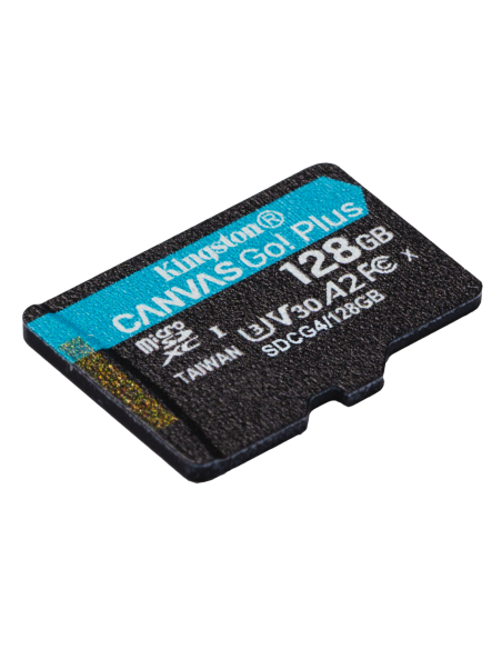 Kingston Technology Tarjeta microSDXC Canvas Go Plus Gen4 de 128 GB, 200 MB/s, A2 U3 V30 y adaptador