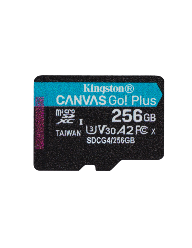 Kingston Technology Tarjeta microSDXC Canvas Go Plus Gen4 de 256 GB, 200 MB/s, A2 U3 V30 y adaptador