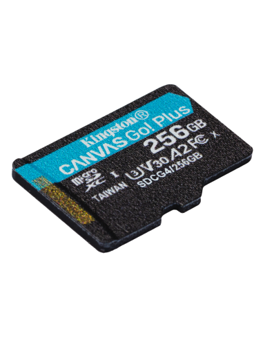 Kingston Technology Tarjeta microSDXC Canvas Go Plus Gen4 de 256 GB, 200 MB/s, A2 U3 V30 y adaptador