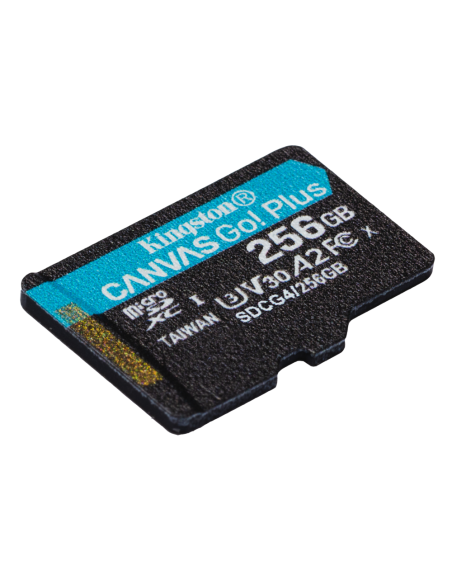 Kingston Technology Tarjeta microSDXC Canvas Go Plus Gen4 de 256 GB, 200 MB/s, A2 U3 V30 y adaptador