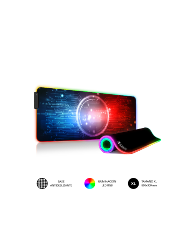 SUBBLIM Alfombrilla/Tapete Ratón con Luz LED RGB 9 colores Extra Grande Chip