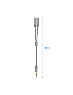 AISENS Cable Adaptador Audio Jack 3.5 4pines/M-2xjack 3.5 3pines/H, Gris, 25cm 2