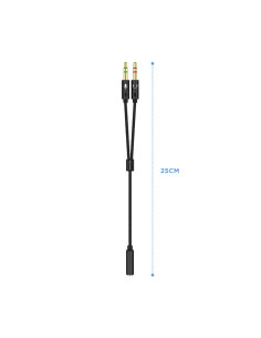 AISENS Cable Adaptador Audio Jack 3.5 4pines/H-2xjack 3.5 3pines/M, Negro, 25cm 2