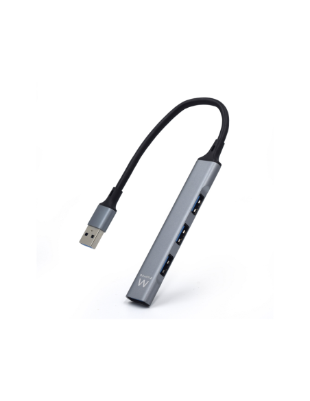 Ewent EW1144 hub de interfaz USB 3.2 Gen 1 (3.1 Gen 1) Type-A 5000 Mbit/s Gris, Plata