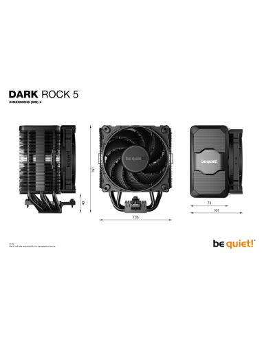 be quiet! DARK ROCK 5 Procesador Refrigerador de aire 12 cm Negro 1 pieza(s)