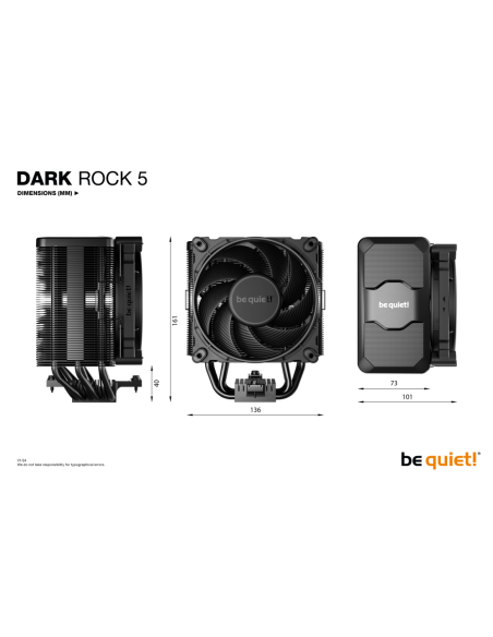 be quiet! DARK ROCK 5 Procesador Refrigerador de aire 12 cm Negro 1 pieza(s)