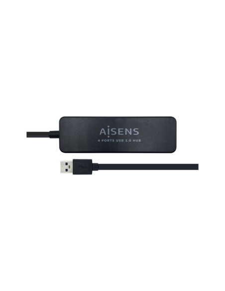 AISENS Hub USB 3.0, Tipo A/M - 4 x Tipo A/H, Negro, 30 cm