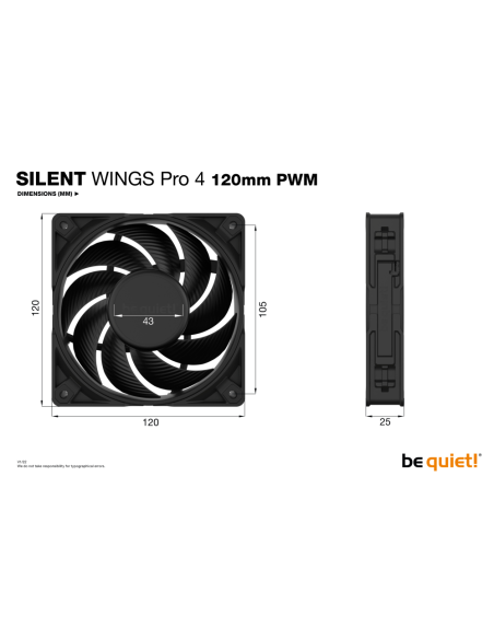 be quiet! SILENT WINGS PRO 4 | 120mm PWM Carcasa del ordenador Ventilador 12 cm Negro 1 pieza(s)