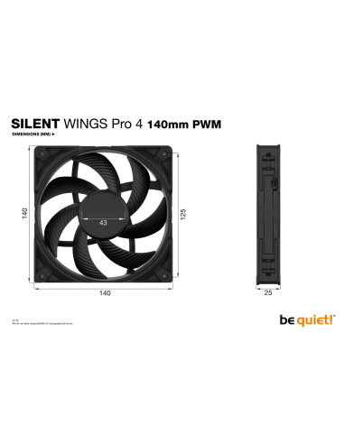 be quiet! SILENT WINGS PRO 4 | 140mm PWM Carcasa del ordenador Ventilador 14 cm Negro 1 pieza(s)