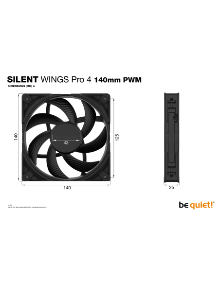 be quiet! SILENT WINGS PRO 4 | 140mm PWM Carcasa del ordenador Ventilador 14 cm Negro 1 pieza(s)