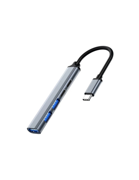 Ewent EW1149 hub de interfaz USB 3.2 Gen 1 (3.1 Gen 1) Type-C 5000 Mbit/s Gris, Plata