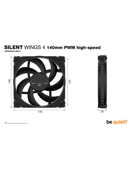 be quiet! SILENT WINGS 4 | 140mm PWM high-speed Carcasa del ordenador Ventilador 14 cm Negro 1 pieza(s)