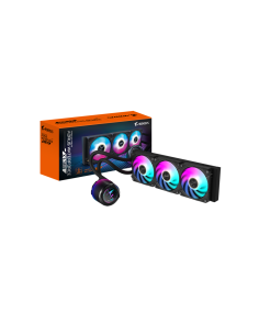 GIGABYTE AORUS WATERFORCE X II 360 Refrigerador de CPU líquido AIO - 3x ventiladores ARGB de 120 mm, pantalla LCD a todo color,  2