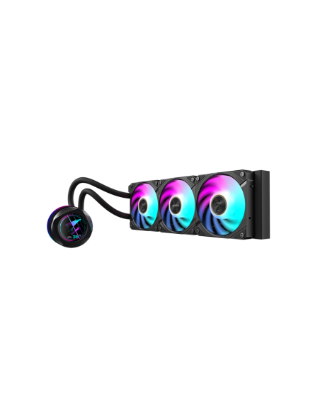 GIGABYTE AORUS WATERFORCE X II 360 Refrigerador de CPU líquido AIO - 3x ventiladores ARGB de 120 mm, pantalla LCD a todo color, 