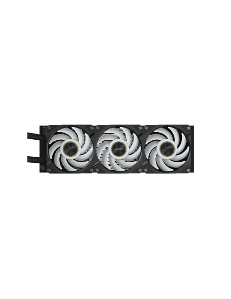 GIGABYTE AORUS WATERFORCE X II 360 Refrigerador de CPU líquido AIO - 3x ventiladores ARGB de 120 mm, pantalla LCD a todo color, 