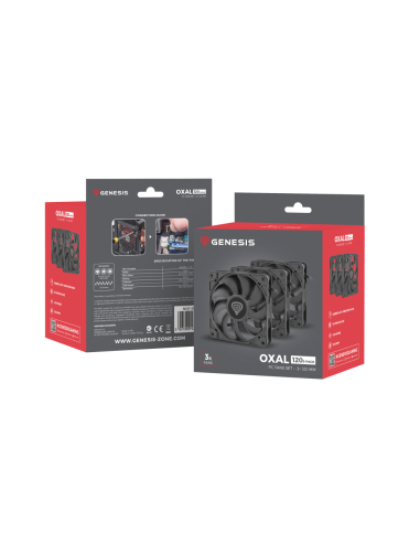 GENESIS Oxal 120 Carcasa del ordenador Ventilador 12 cm Negro 3 pieza(s)
