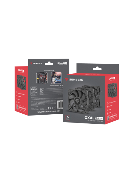 GENESIS Oxal 120 Carcasa del ordenador Ventilador 12 cm Negro 3 pieza(s)
