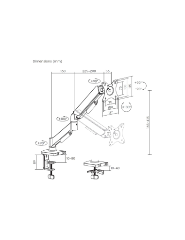 AISENS DT32TSR-355 soporte para monitor 81,3 cm (32") Escritorio