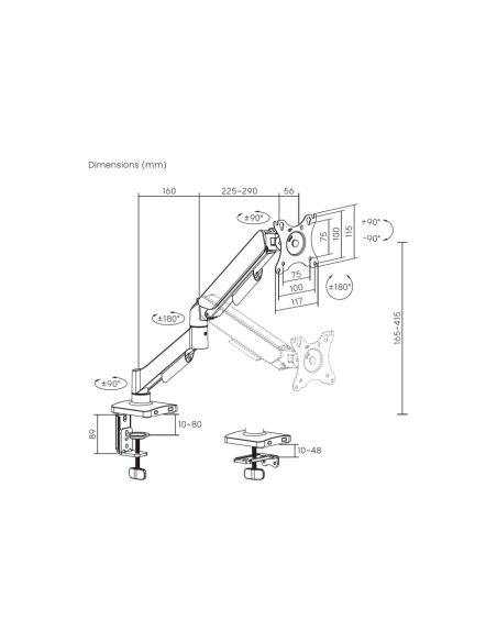 AISENS DT32TSR-355 soporte para monitor 81,3 cm (32") Escritorio
