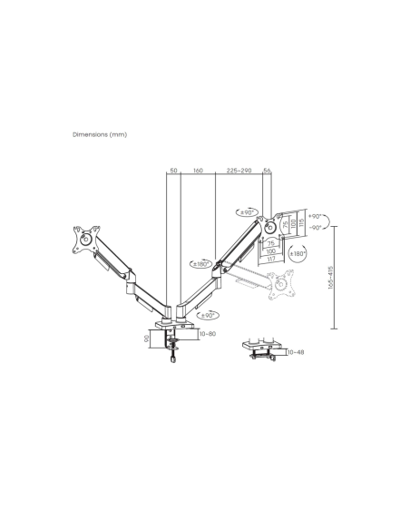 AISENS DT32TSR-357 soporte para monitor 81,3 cm (32") Escritorio