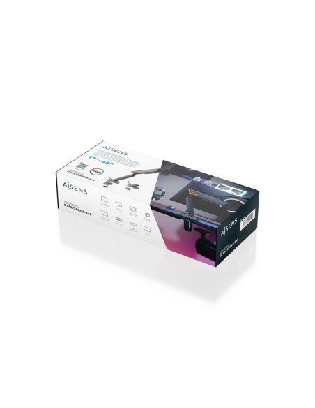 AISENS DT49TSRRGB-347 soporte para monitor 124,5 cm (49") Escritorio Negro, Gris