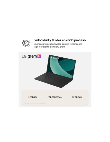 LG Gram 15Z80T-G.AU88B ordenador portatil AMD Ryzen AI 7 350 Portátil 39,6 cm (15.6") Full HD 32 GB LPDDR5x-SDRAM 1 TB SSD Wi-Fi