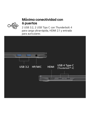 LG Gram 15Z80T-G.AU88B ordenador portatil AMD Ryzen AI 7 350 Portátil 39,6 cm (15.6") Full HD 32 GB LPDDR5x-SDRAM 1 TB SSD Wi-Fi