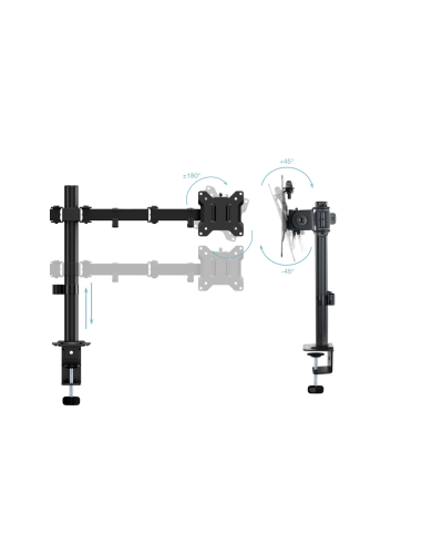 TooQ Soporte de Mesa para 2 Pantallas 17"-32", Color Negro