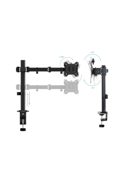 TooQ Soporte de Mesa para 2 Pantallas 17"-32", Color Negro