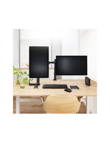 TooQ Soporte de Mesa para 2 Pantallas 17"-32", Color Negro