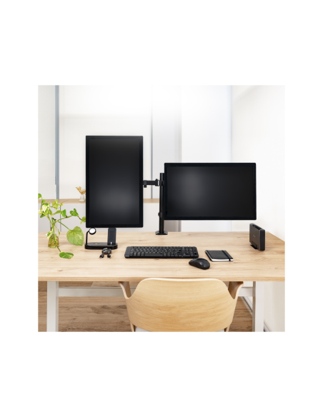 TooQ Soporte de Mesa para 2 Pantallas 17"-32", Color Negro