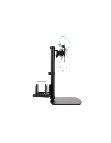 TooQ Soporte de mesa para pantallas 17”-27” con soporte integrado para CPU Ligera